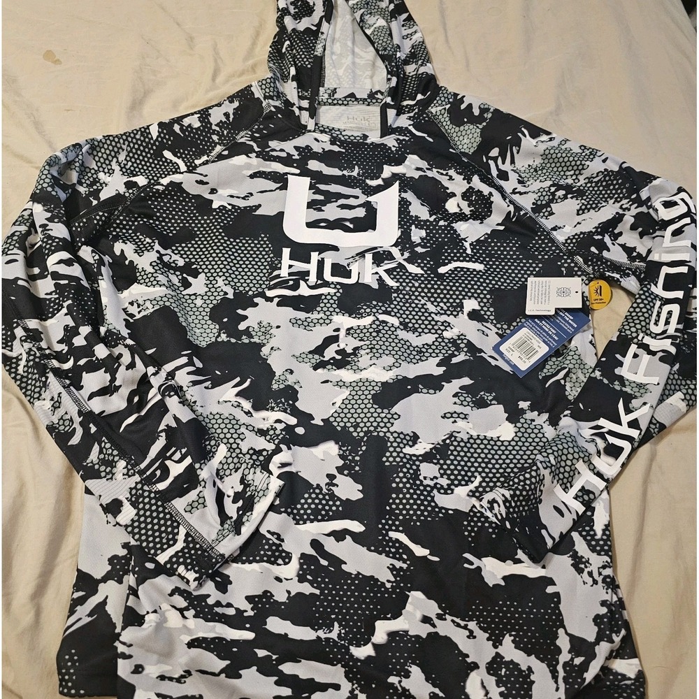 Huk Men's KC Icon Apex Vert Hoodie Long Sleeve Camo Fishing Performance L NEW